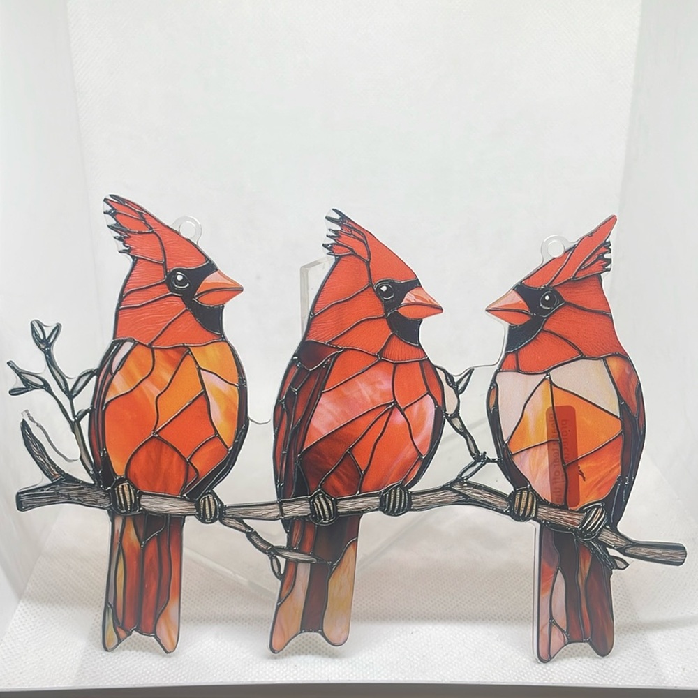 Suncatcher Cardinal Red Birds Acrylic Decoration Spring Summer Home Decorations